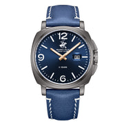 Beverly Hills Polo Club Men's Analog Watch, Blue Dial with Blue Leather Strap, BP3867X.099