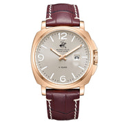 Beverly Hills Polo Club Men's Analog Watch, Silver Dial with Brown Leather Strap, BP3867X.162