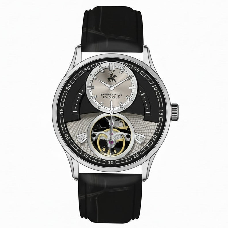 Beverly Hills Polo Club Men's Automatic Analog Watch, Grey Dial with Brown Leather Strap, BP3795X.341 | bhpcwatch.com